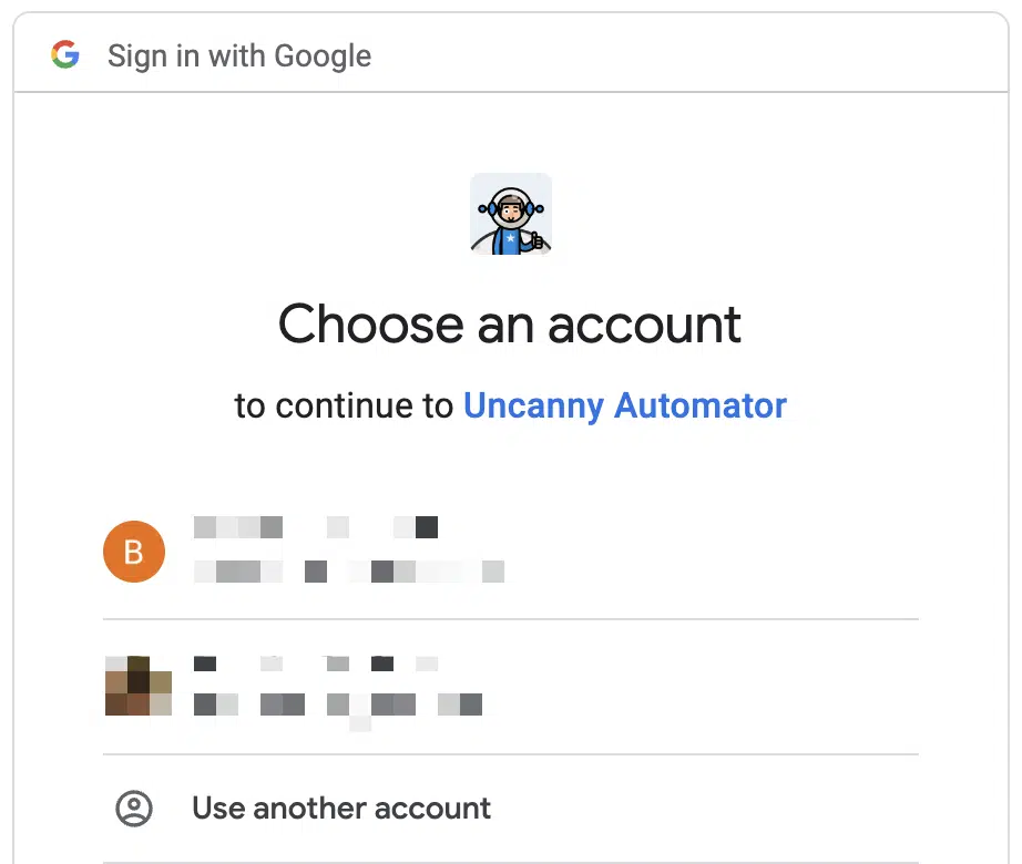 choose an account to automator
