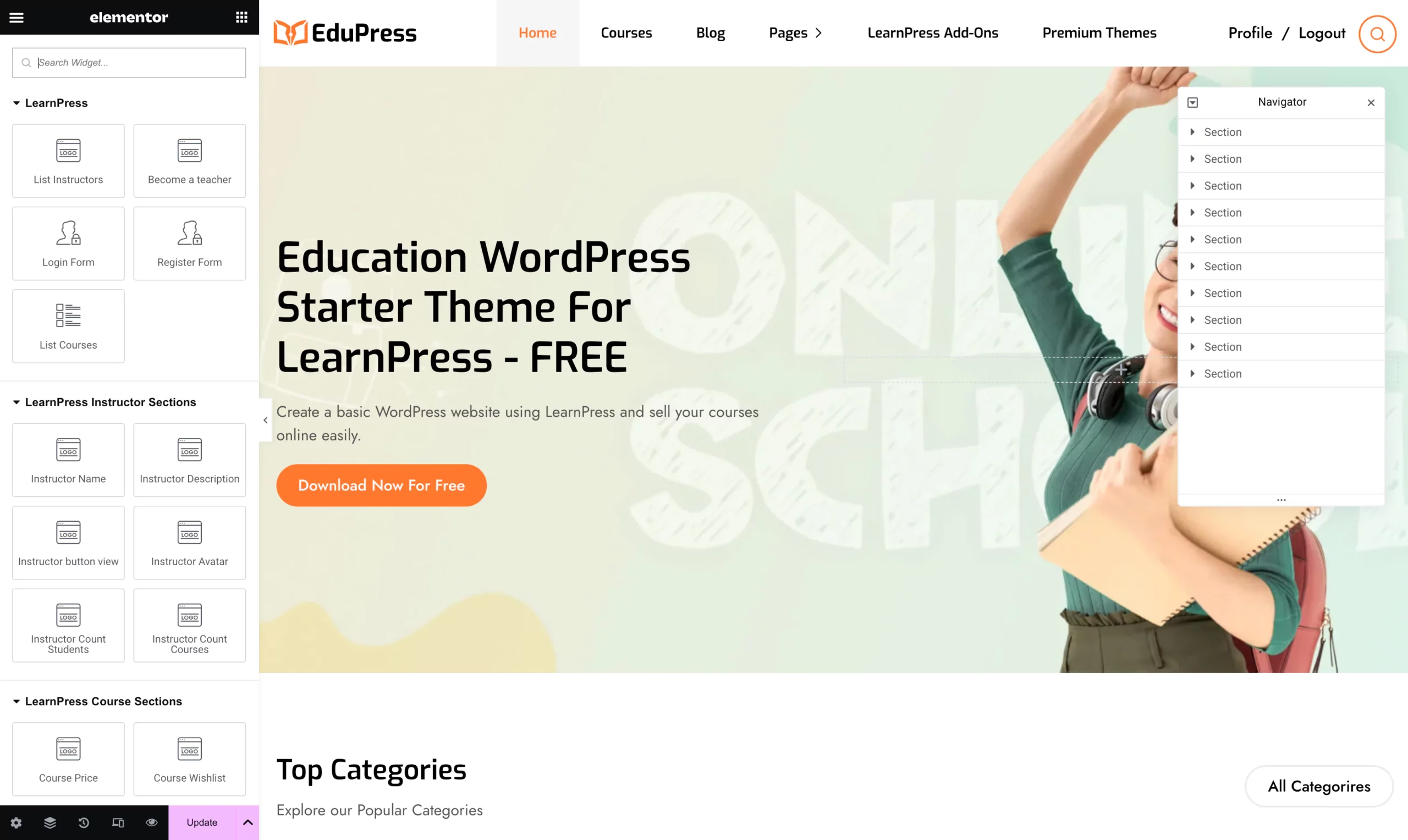 Elementor on EduPress