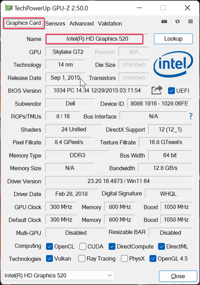 Check Graphics Card with GPU-Z