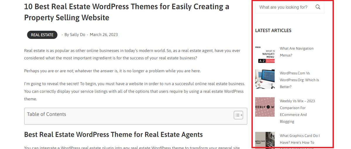 ThimPress  Sidebar Example: What is a Sidebar