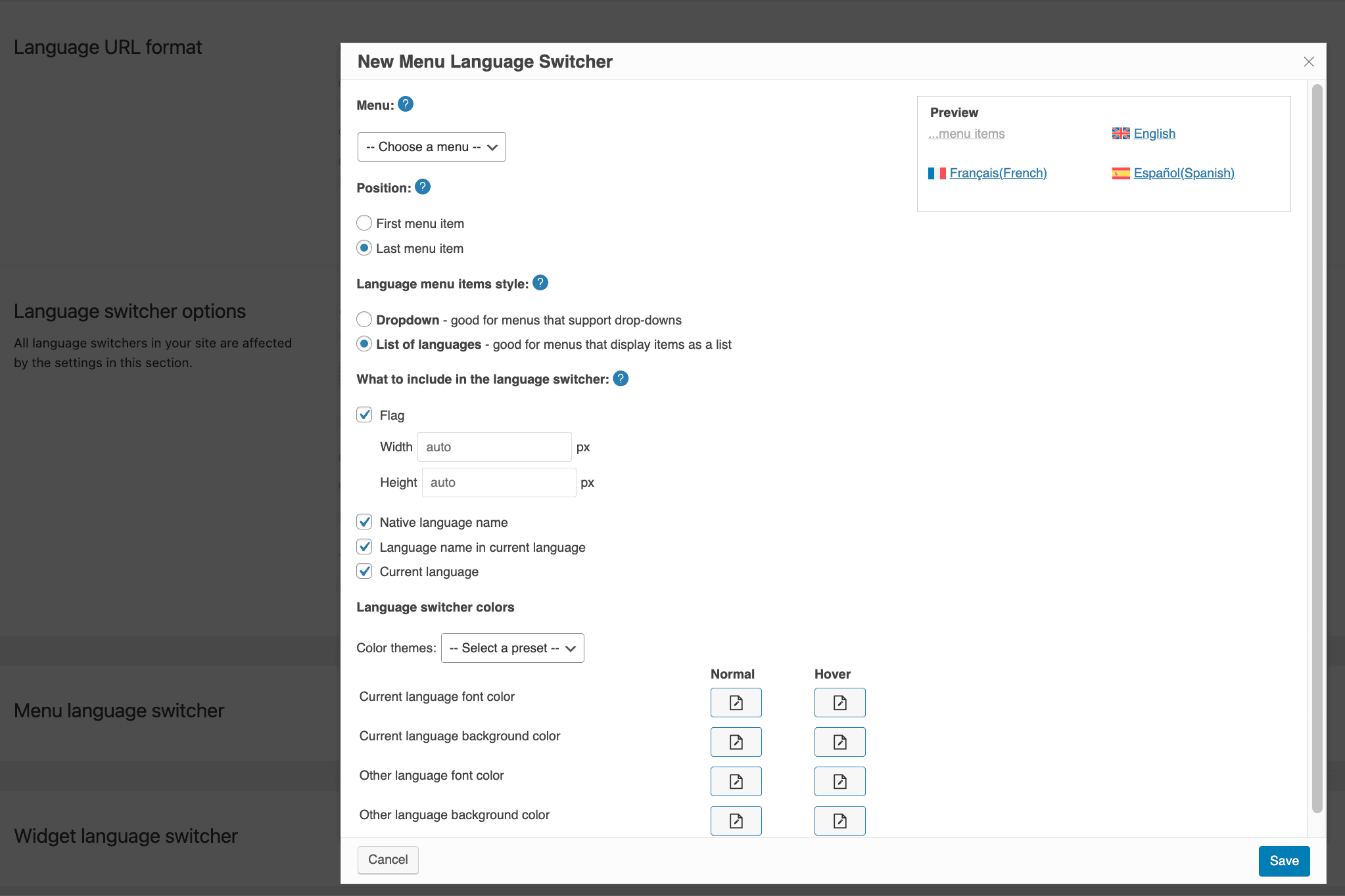 wpml languages adding new menu language switcher