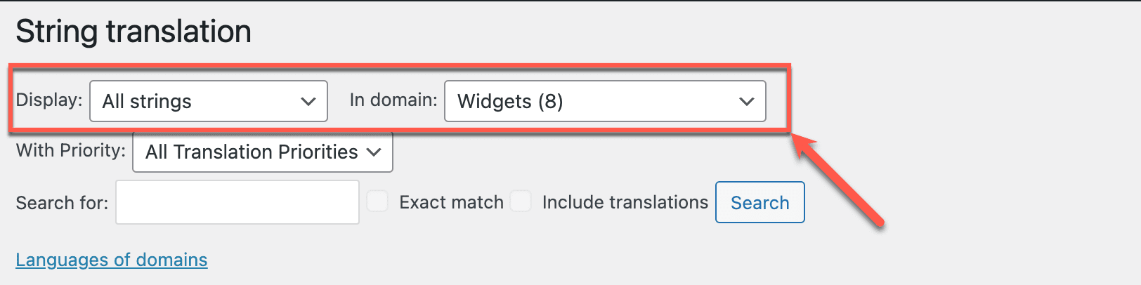 wpml string translation in domain widgets