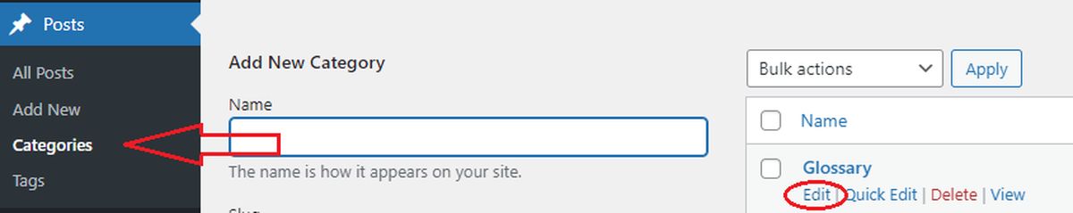 How to edit a Category in WordPress