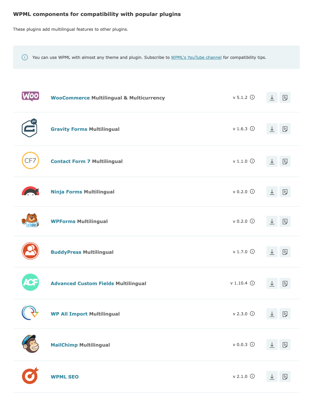 Manually downloading additional WPML components