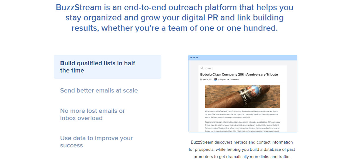 Internal Link Building Tool: Buzzstream