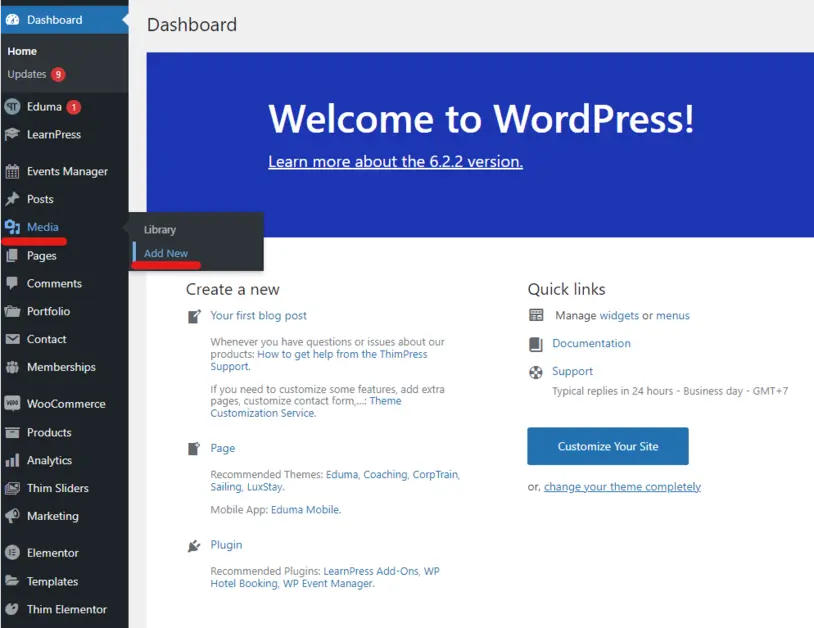 Access WordPress Media