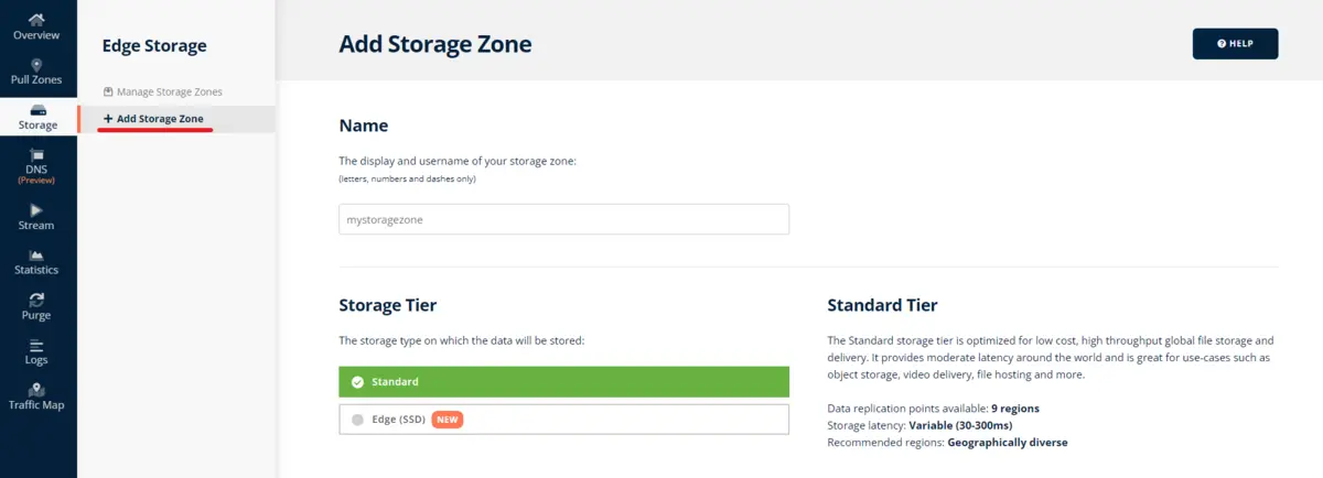 Add Storage Zone