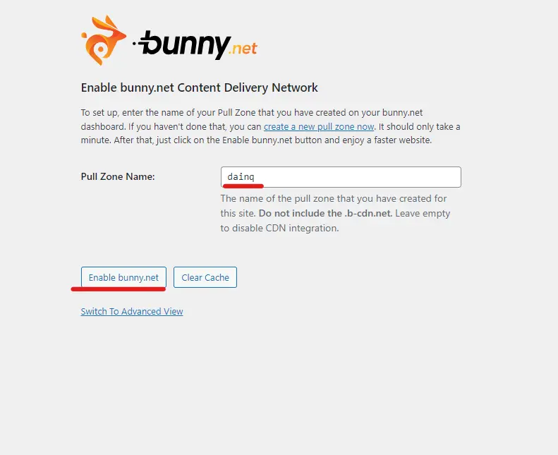 Enable Bunny CDN plugin