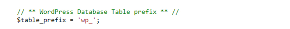 WordPress Database Table Prefix Example