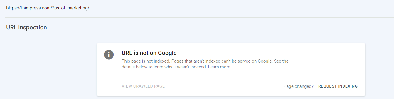 URL is not on Google