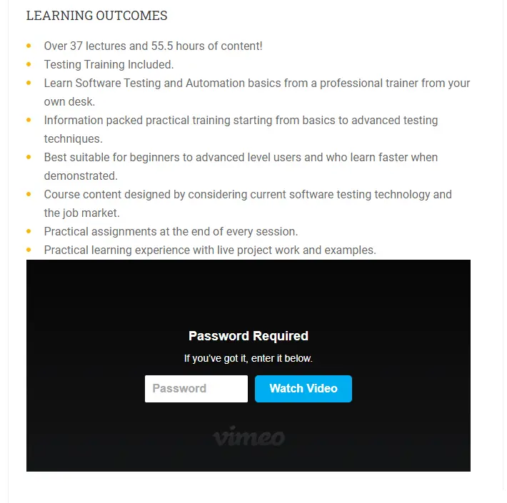 Vimeo Video Password