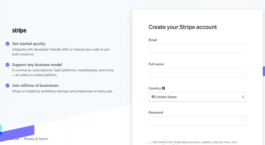 Create Stripe Account