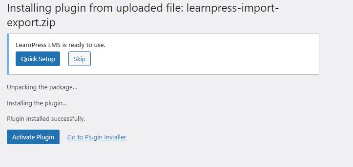 Install and Activate LearnPress Import and Export Integration