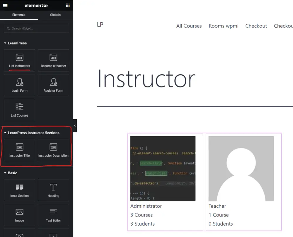 Widgets for Instructor