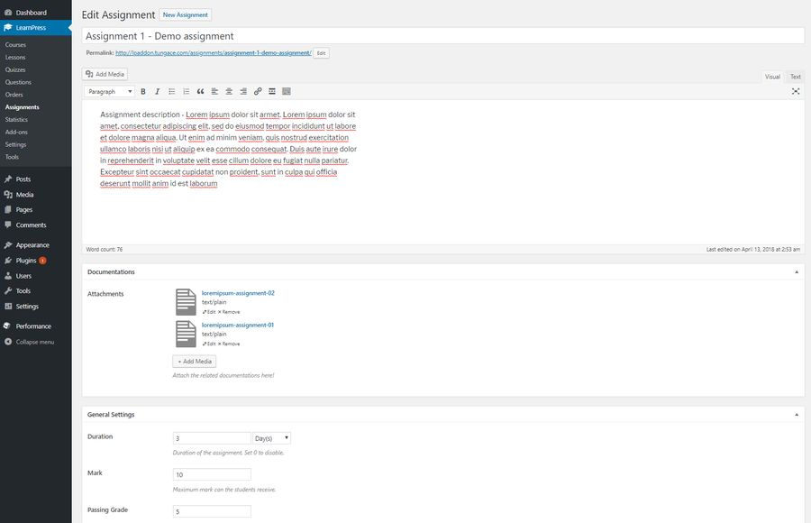 Assignment Settings Overview