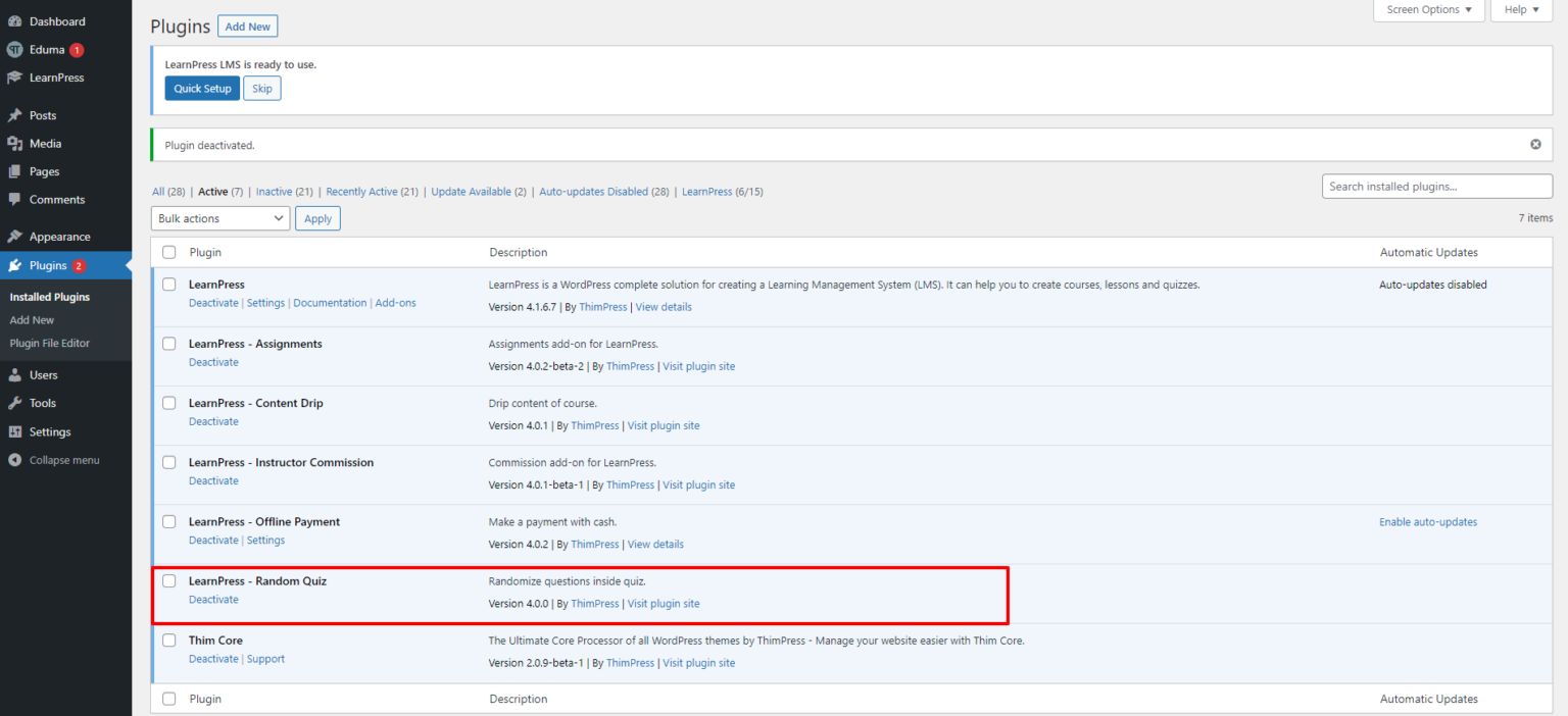 LearnPress Random Quiz Ready To Use