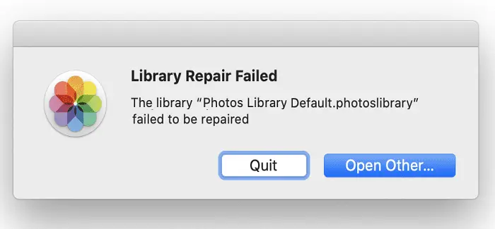 Photos Library Repair Failed Mac