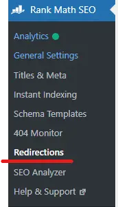 Rank Math Redirections