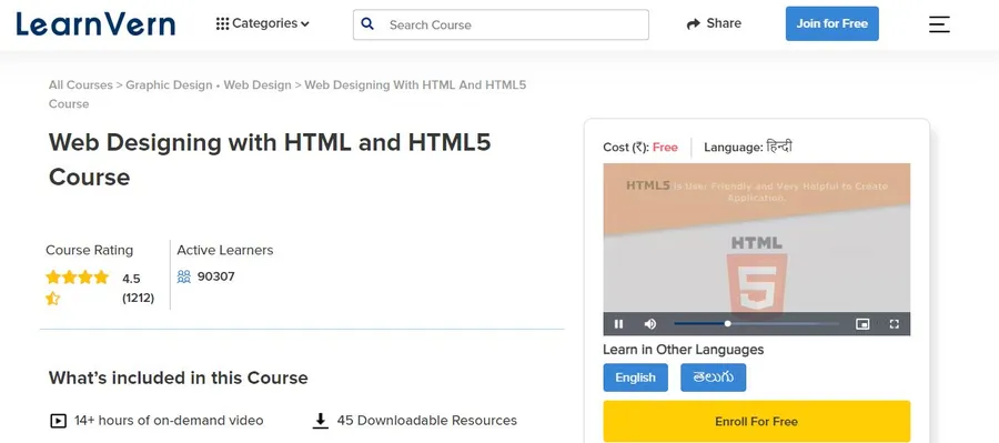 Web Designing with HTML and HTML5 Course