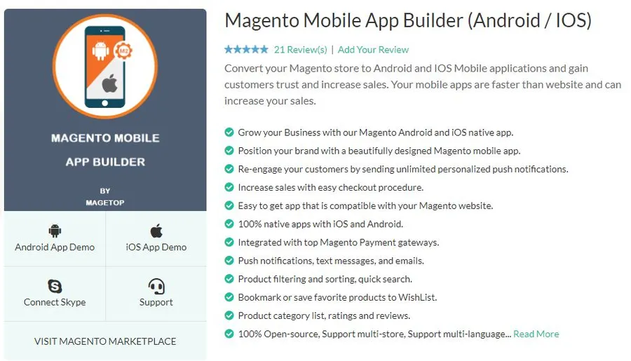 Magento 2 Mobile Application by Magetop