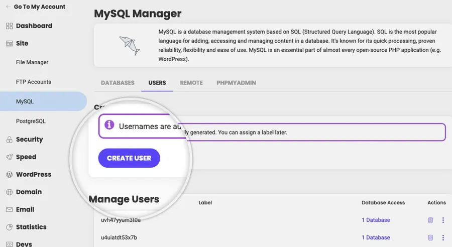 MySQL Create Users