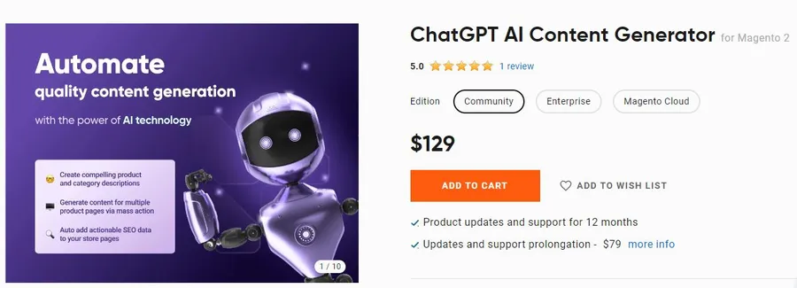ChatGPT AI Content Generator for Magento 2 by Amasty