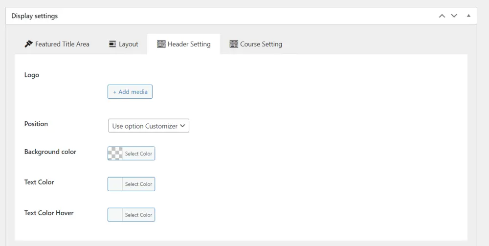 Course Display Header Settings