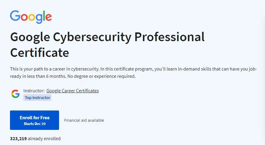 Google Cybersecurity Certificate