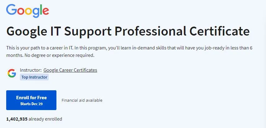 Google IT Support Certificate