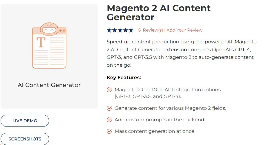 ento 2 AI Content Generator by Meetanshi