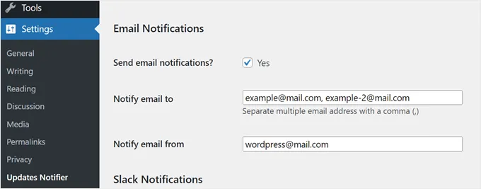 Updates Notifier Email Notifications
