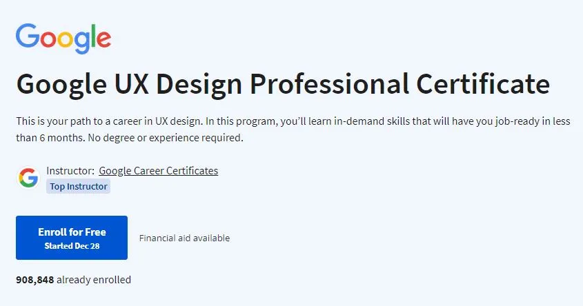 Google UX Design Certificate