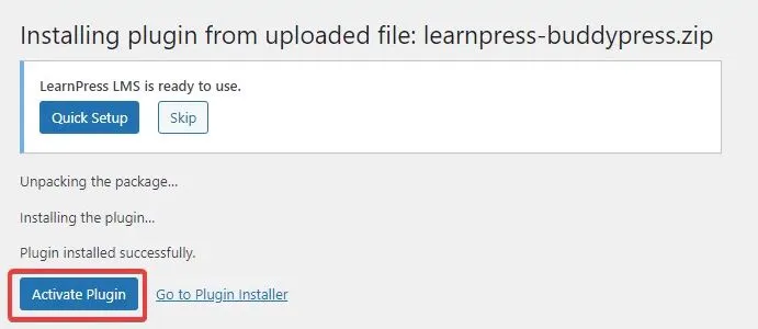 Install And Activate LearnPress BuddyPress Addon