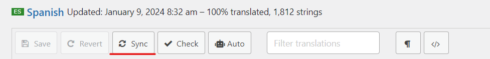 Sync button Loco Translate
