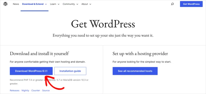Download WordPress From Website