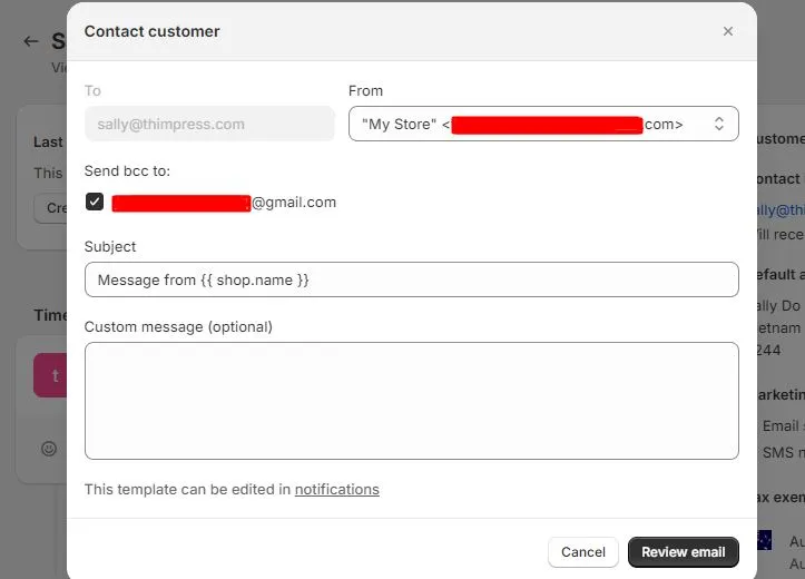 Email Customer Form Shopify