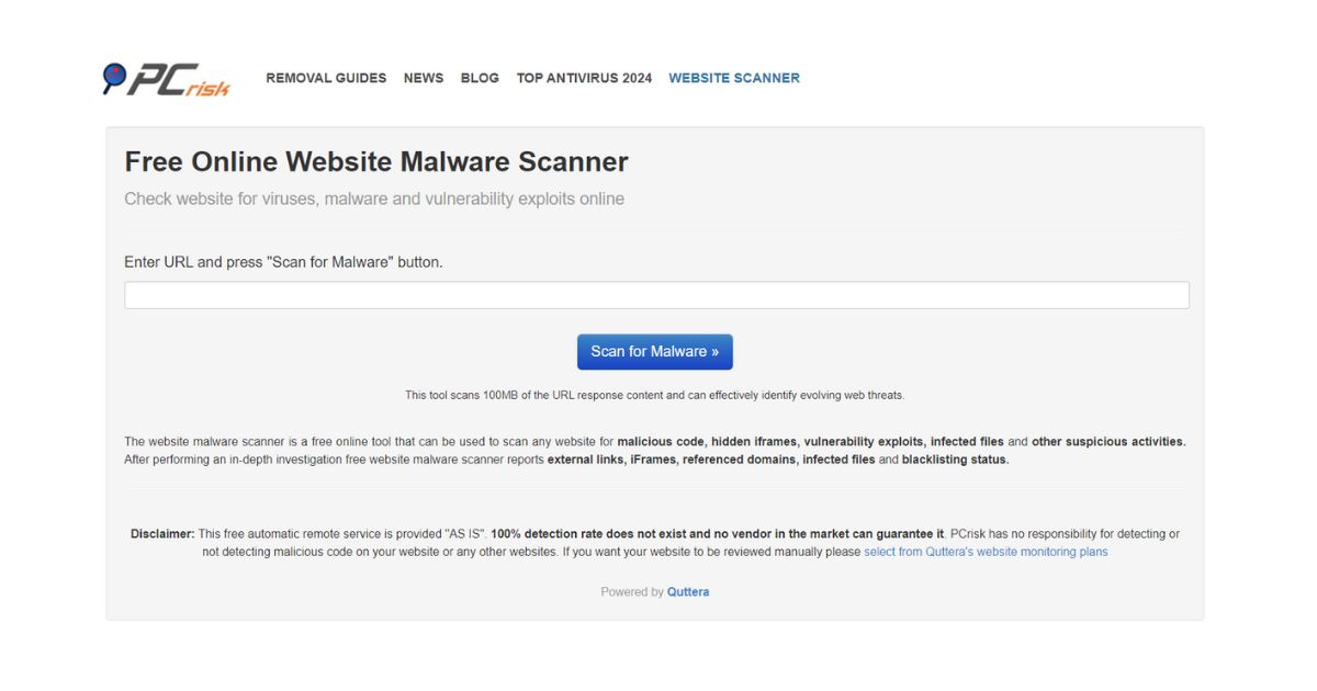 pcrisk scan online website malware scanner