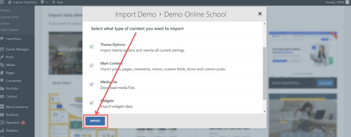 Select What Type of Content You Want To Import