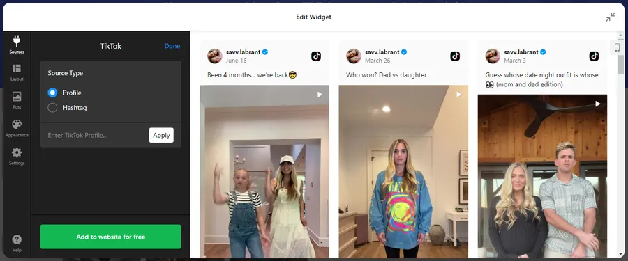 Elfsight TikTok Feed Widget