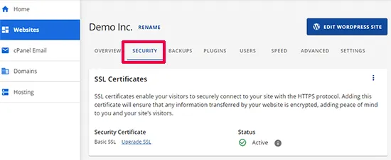 Bluehost SSL Turned On