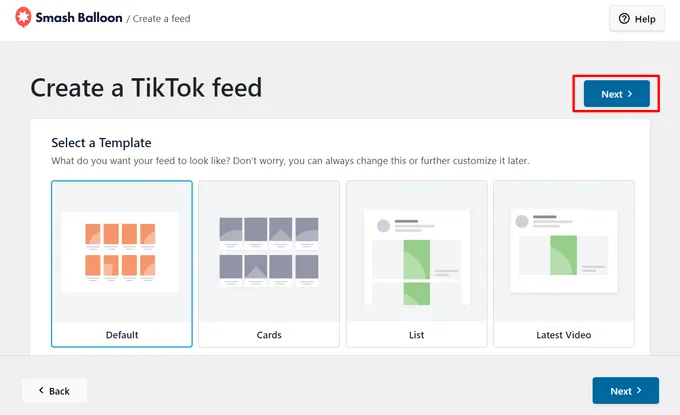 Choose Template TikTok Feed