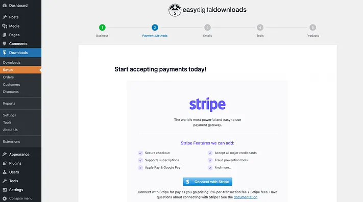 Connect Stripe WordPress