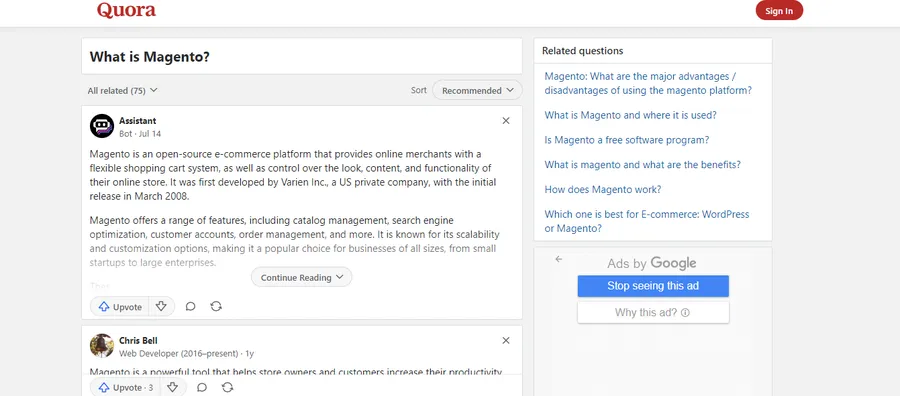 Quora Magento Forum