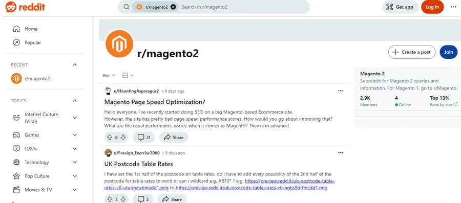 Reddit Magento Forums