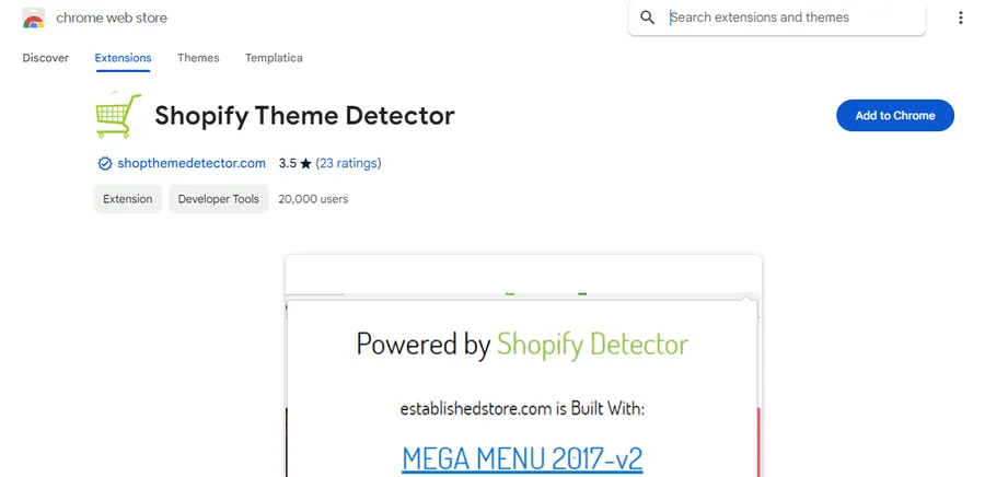 Shopify Theme Detector Chrome Extension