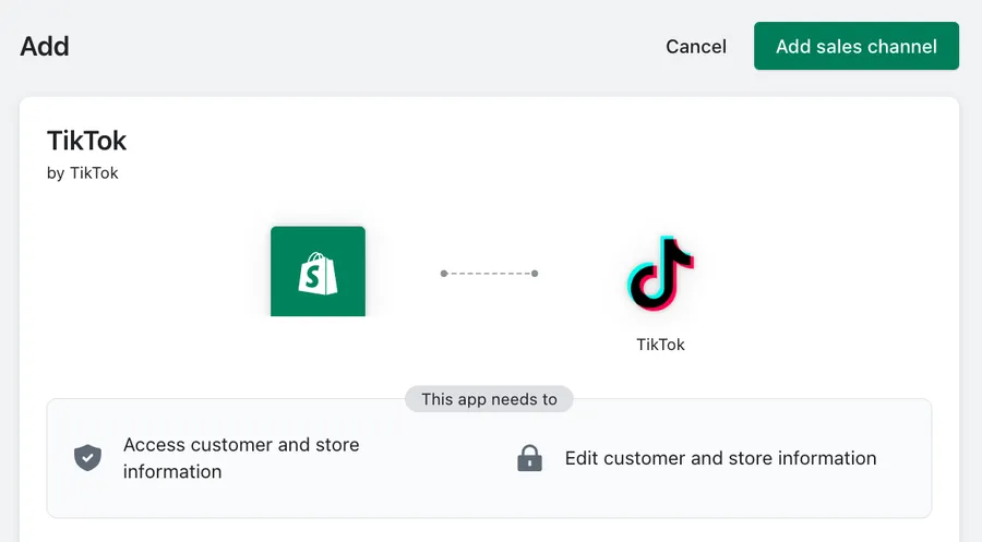 Add TikTok in Sales Channel