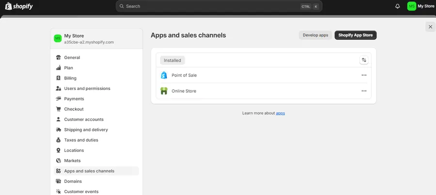 Shopify Apps and Sale Channels