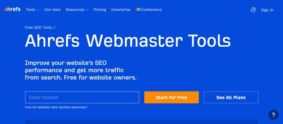 Ahrefs Webmaster Tools