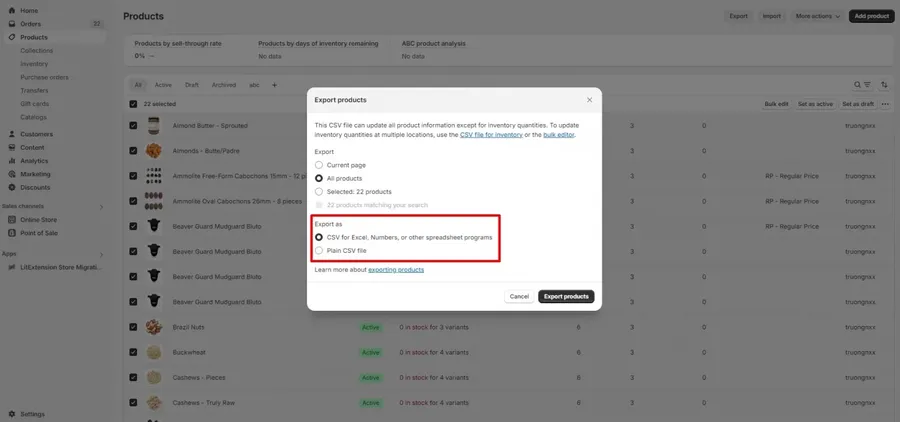 Choose CSV File Type