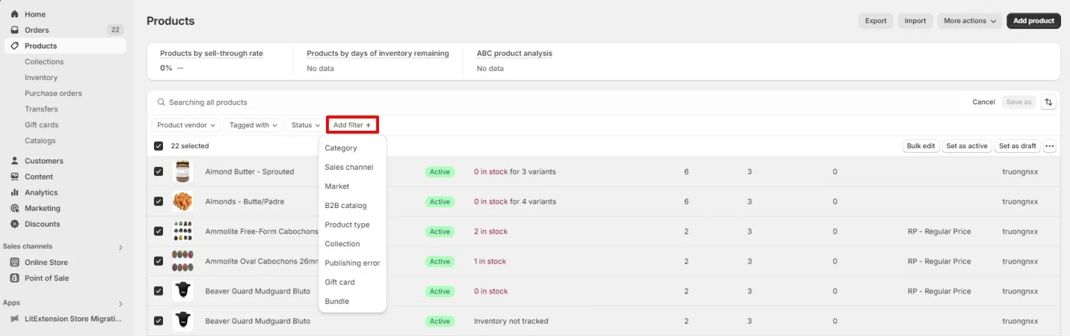 Set Product Filter